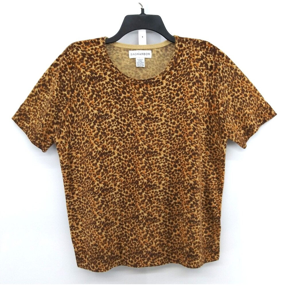 Sag Harbor Sweater Women Size XL Orange Brown Short Sleeve Lightweight Knit Top